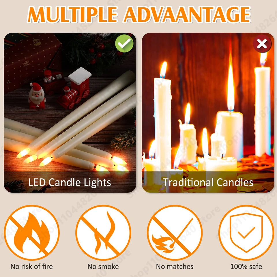 12-72Pcs Flameless Taper Candles with Remote Wedding LED Candles Flickering Fake Candles Faux Electric Candles Table Home Decor