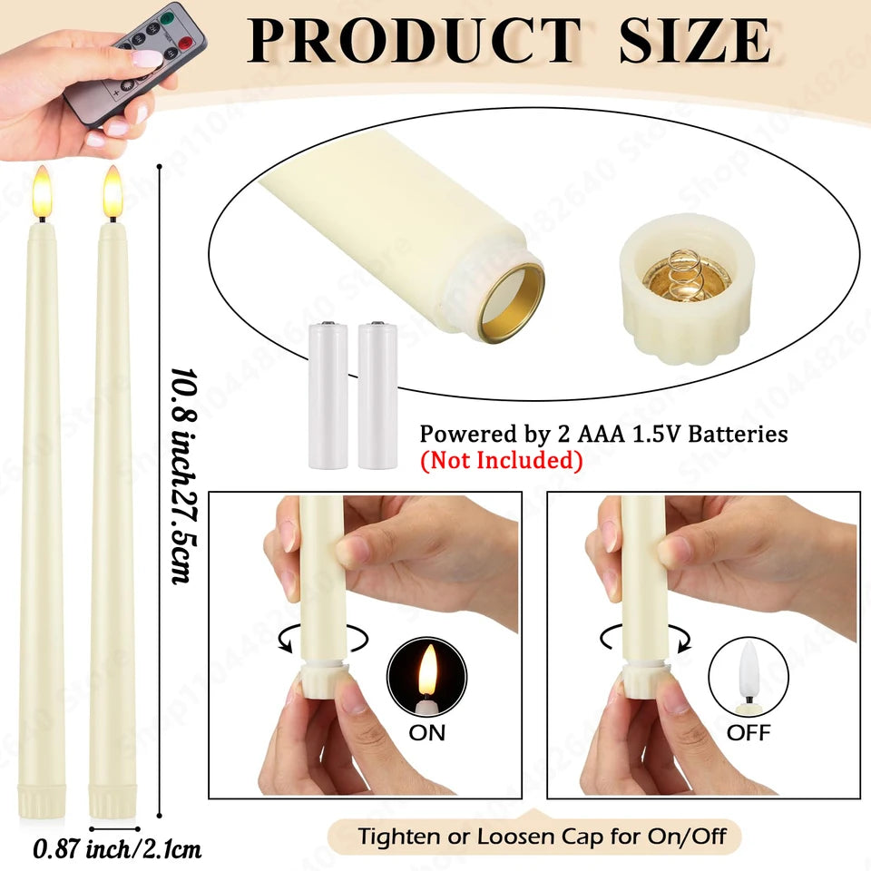 12-72Pcs Flameless Taper Candles with Remote Wedding LED Candles Flickering Fake Candles Faux Electric Candles Table Home Decor