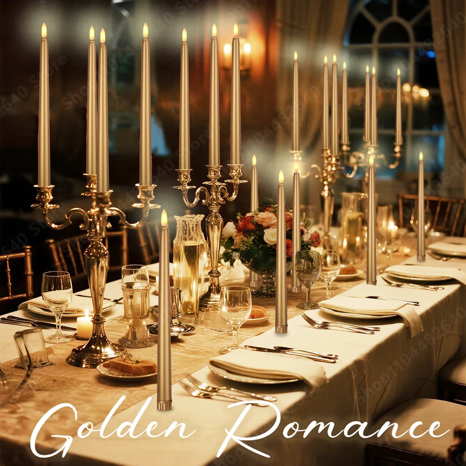 12-72Pcs Flameless Taper Candles with Remote Wedding LED Candles Flickering Fake Candles Faux Electric Candles Table Home Decor