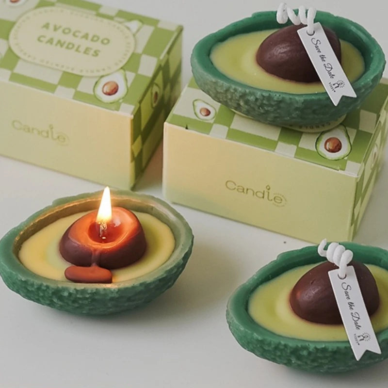 Handmade Avocado Scented Candle Smokeless Soy Wax Home Decoration Ornaments New Year Souvenir Birthday Fragrance Gift