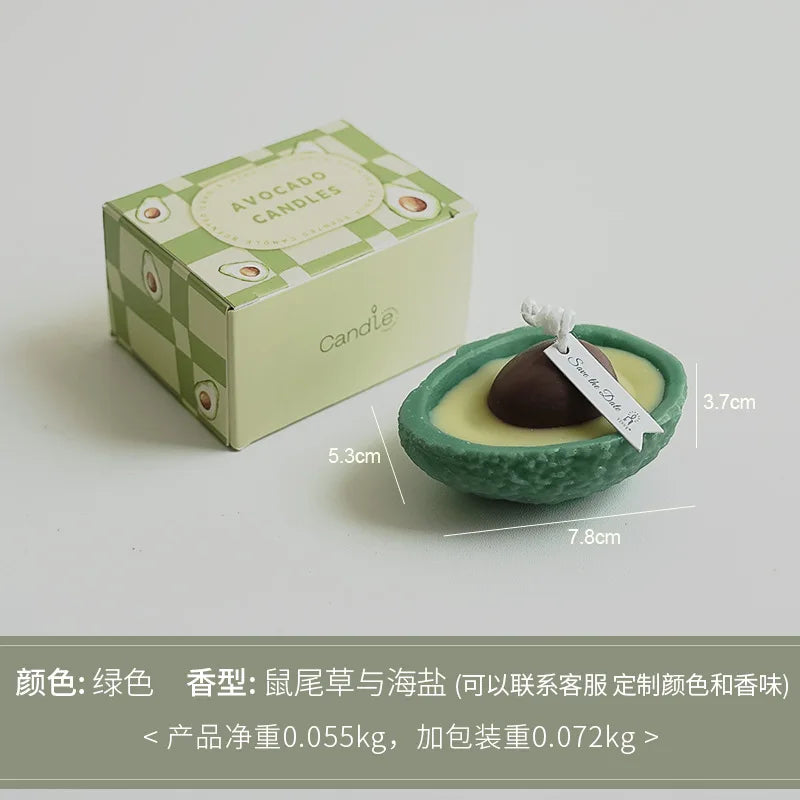 Handmade Avocado Scented Candle Smokeless Soy Wax Home Decoration Ornaments New Year Souvenir Birthday Fragrance Gift