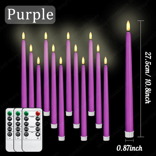 12-72Pcs Flameless Taper Candles with Remote Wedding LED Candles Flickering Fake Candles Faux Electric Candles Table Home Decor