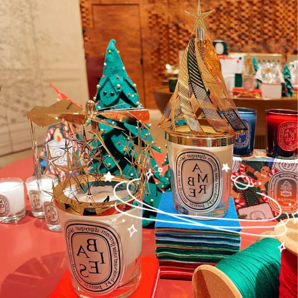 Diptyqueing Christmas Tree Romantic Candles Scented Fragrance Carousel Scented Candle Lid Perfume Aroma Home Decor Luxury Gift