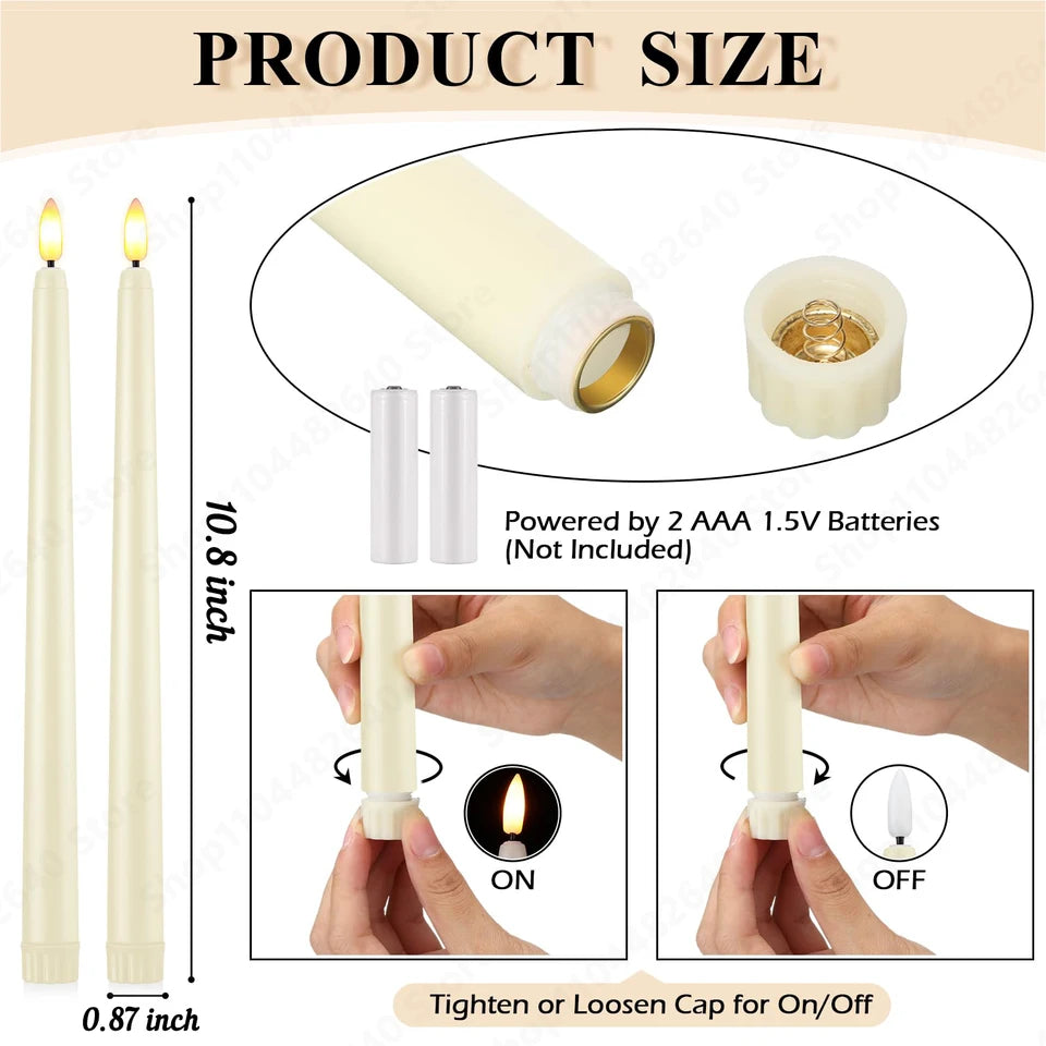 12-108Pcs Flameless Taper Candles Wedding LED Taper Candles Flickering Fake Candles Electric Faux Candle Church Home Table Decor