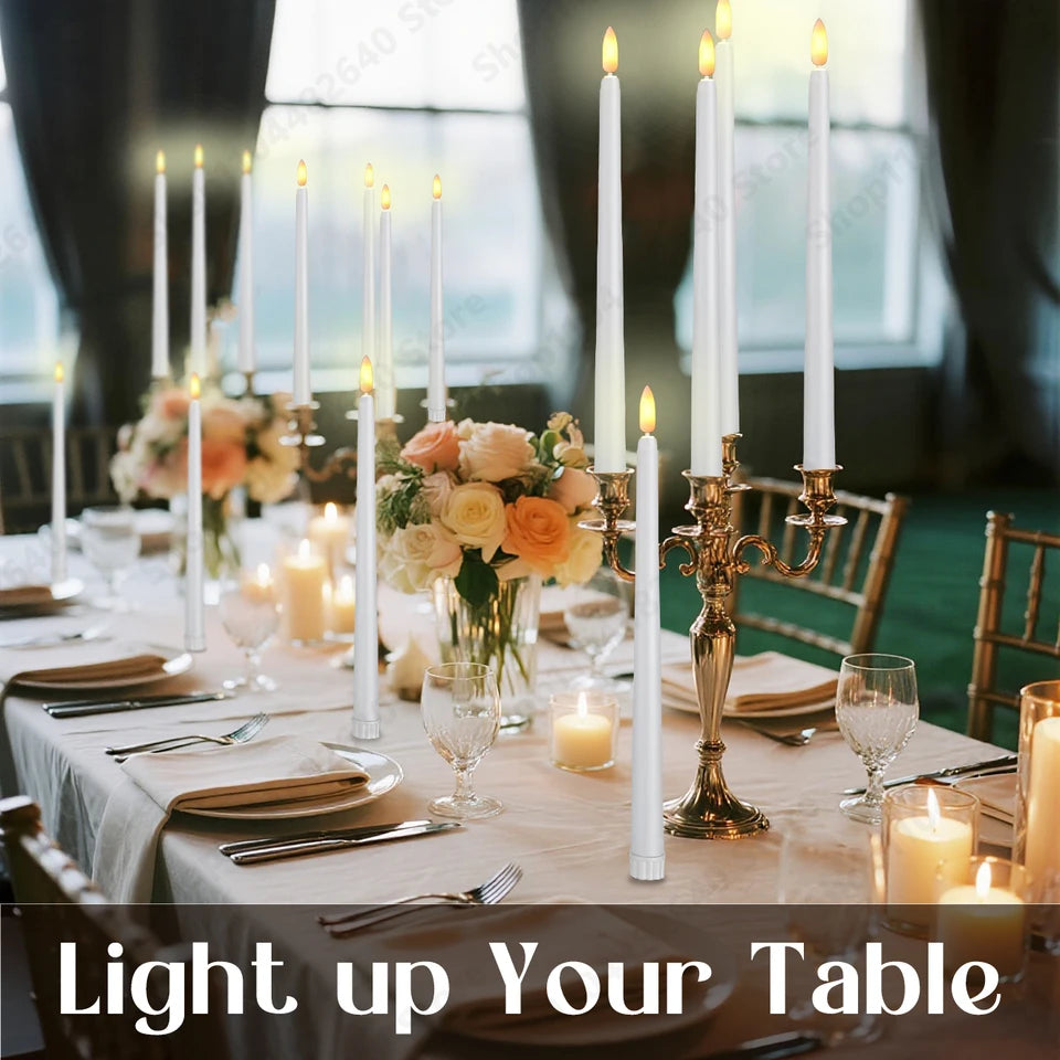 12-72Pcs Flameless Taper Candles with Remote Wedding LED Candles Flickering Fake Candles Faux Electric Candles Table Home Decor
