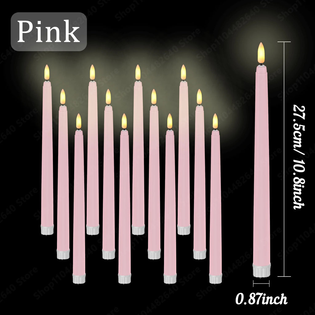 12-108Pcs Flameless Taper Candles Wedding LED Taper Candles Flickering Fake Candles Electric Faux Candle Church Home Table Decor