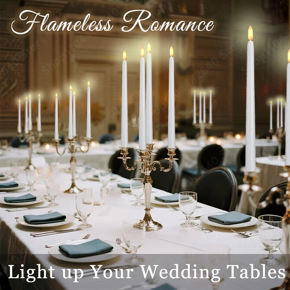 12-108Pcs Flameless Taper Candles Wedding LED Taper Candles Flickering Fake Candles Electric Faux Candle Church Home Table Decor