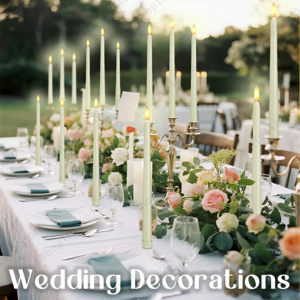 12-72Pcs Flameless Taper Candles with Remote Wedding LED Candles Flickering Fake Candles Faux Electric Candles Table Home Decor